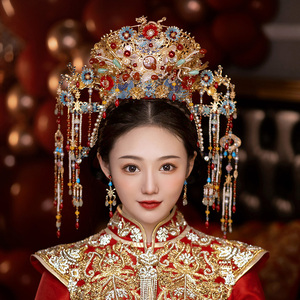 水舞u0668新娘头饰新款中式奢华凤冠明制汉服古装结婚礼秀禾发饰