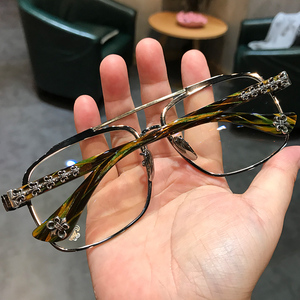 简丹克罗眼镜框架男女复古双梁胖子大宽脸个性时尚近视防蓝光平光