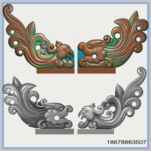 草龙草凤灰度图草龙凤墓碑耳朵翘角精雕图碑角石雕图浮雕图