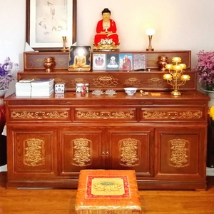 藏式实木三层供桌香案现代家用神台柜香案佛架子密宗神台菩萨阶梯