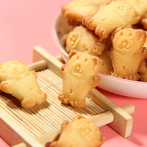 豫吉笑脸熊整箱小包装小熊饼干童年熊字饼早餐曲奇糕点休闲小零食