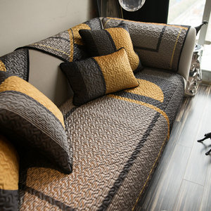 高档轻奢时尚四季通用防滑沙发垫北欧简约布艺短绒面沙发套罩盖布