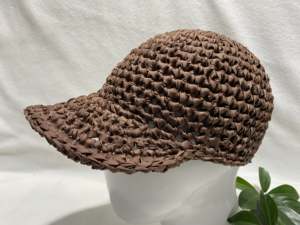 帽子女款夏季单色布条线手工编织帽休闲网眼遮阳百搭鸭舌帽棒球帽