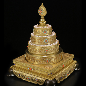 慧宝曼扎盘37堆密宗前行供修曼茶罗蔓札漫达盘纯黄铜供佛用品摆件