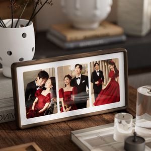 实木相框摆台定制结婚照相框高级感婚纱照全家福洗照片做成相框