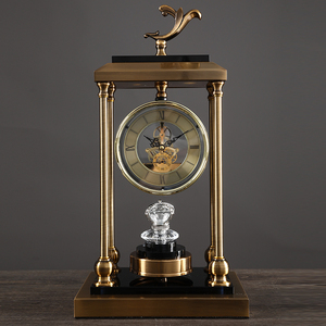 新中式喜上眉梢大气座钟客厅桌面仿机械钟表家用书房玄关轻奢时钟