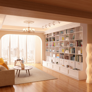 可比熊定制整墙书架实木大容量储物客厅一体简约书房满墙组合书柜