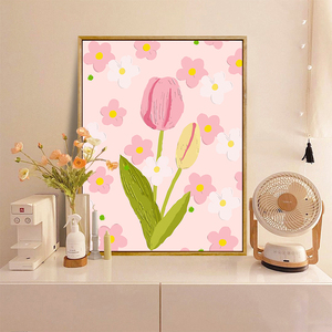 郁金香数字油画diy填充油彩画手工油画简单手绘涂色画卧室装饰画