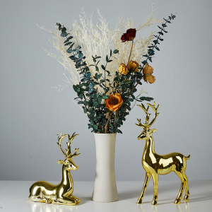 招财鹿花瓶干花套装摆件家居装饰品创意客厅电视酒柜轻奢工艺品