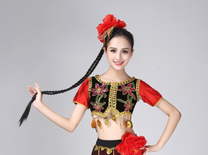 新疆舞少数民族蒙古服孔雀傣族头饰新款印度舞蹈演出古典头花道具