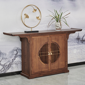 中堂柜子香案黑胡桃木玄关柜新中式条案门厅储物柜全实木香火桌子