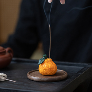 创意丑橘陶瓷线香炉大吉大利家用室内香插香座香托禅意茶室香薰炉