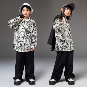 街舞儿童潮服嘻哈中国风衬衫男童套装hiphop童装演出服走秀爵士舞