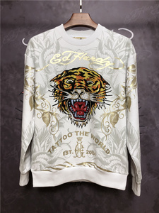 ed埃德哈迪潮牌新款印花烫钻满印花老虎头休闲纯棉男女款套头卫衣