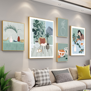 北欧客厅装饰画艺术沙发背景墙挂画新款小清新组合画现代简约壁画