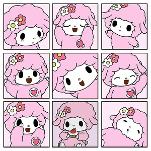 卡通可爱三丽鸥piano小羊必爱诺diy填色数字油画儿童房家居装饰画