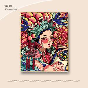 无上国潮丨数字油画中国风diy填充丙烯画手绘涂鸦手工填色油彩画