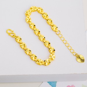 周大生周大福周生生24k黄金手链 999足金 3d硬金 四叶草手链 女士