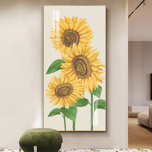 北欧玄关装饰画现代简约入户正对门挂画竖版向阳花开走廊过道壁画