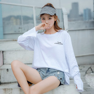 韩国上衣学院风中长款长袖t恤裙少女13初中14高中学生16岁女孩18