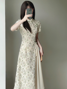 新中式国风年轻款少女改良旗袍2024年夏季气质高端奥黛蕾丝连衣裙