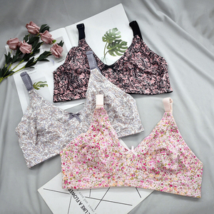 推荐欧美无钢圈超薄性感全棉舒适透气内衣花色甜美大码胖妹妹文胸