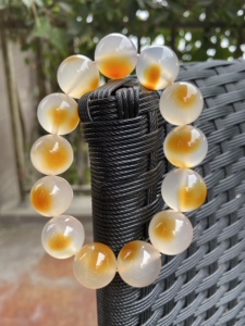 天然原矿马达加斯加玉髓手链俏色鸿运当头珠串男女情侣款手串18mm