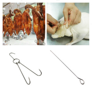 不锈钢烤鸭钩子挂钩烧鹅双钩商用猪牛肉钩烤炉腊环叉烧针烧腊工具