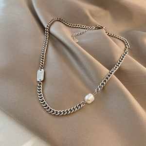 canarykiss银色珍珠亮片锁骨链条情侣嘻哈潮牌冷淡风简约项链女