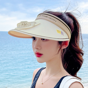 防晒帽显脸亲子风扇空顶可充电户外女帽子遮阳帽小儿童太阳帽夏季