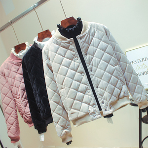 棉衣女2023新款韩版冬装加厚短款金丝绒棉服反季夹棉学生保暖外套