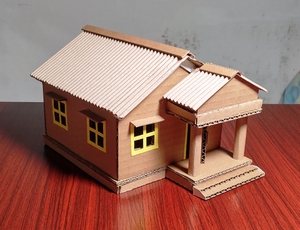 纸板房子 小木屋 环保diy摆件 幼儿园儿童手工作业 废物利用