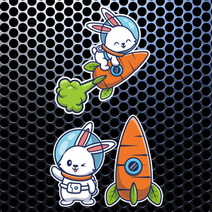 汽车火箭兔贴纸