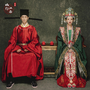 宋制婚服新中式宋代汉服婚纱礼服装影楼男女情侣主题摄影凤冠霞帔