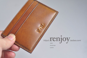 RENJOY设计师品牌纯手工皮具日本马臀皮卡包卡套零钱收纳个性礼物