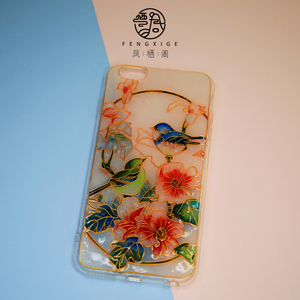 掐丝珐琅鸟语花香手机壳 金丝沙画diy材料包生日礼物减压手工非遗