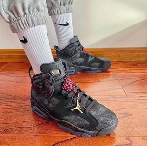 nike耐克air jordan 6 aj6中国结黑丝绸刺绣高帮篮球鞋db9818-001