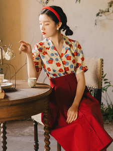 轻熟风女装套装港味chic小红裙子两件套复古连衣裙80年代港风夏装