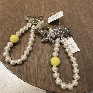 韩国东大门Baket金属爱心戴项链的气球狗手机链挂饰配饰银色珠珠