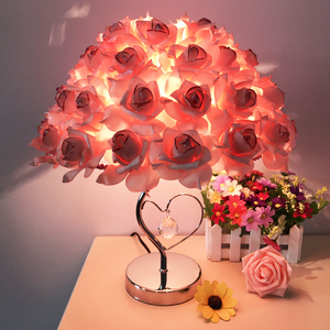水晶台灯创意婚庆婚房装饰卧室床头灯欧式简约温馨玫瑰花结婚礼物