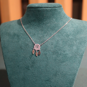 瑞恩珠宝925银捕梦网项链日常百搭简约套链