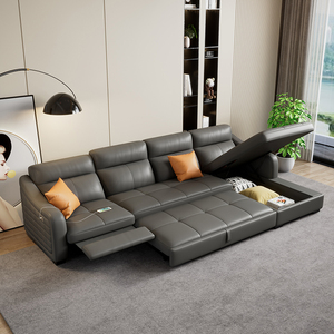 电动功能真皮沙发床大小户型客厅组合现代简约储物伸缩新款皮沙发