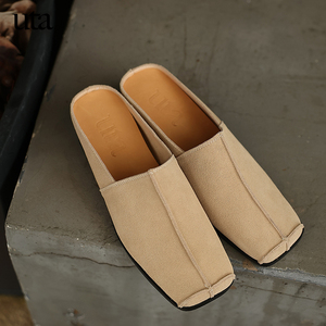 uta 香蕉穆勒鞋 原创慵懒风真皮包头手工文艺增高显瘦女坡跟拖鞋