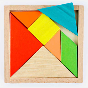 精品磁性七巧板智力拼图木制玩具大号华容道木质盒装拼板小学生用