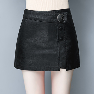 皮裙裤衩裙女假两件裤头裙春秋冬气质百搭矮个子松紧腰a字短裤裙