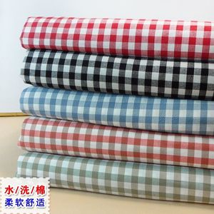 纯棉格子布料服装面料黑白红白小方格衬衣桌布窗帘布手工diy面料