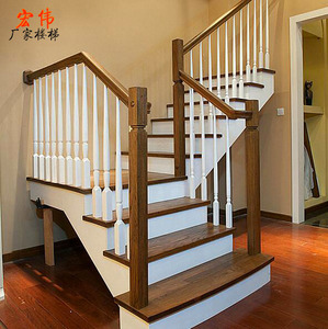 中式木质楼梯扶手护栏木制楼梯家用室内实木楼梯踏步板成品楼梯