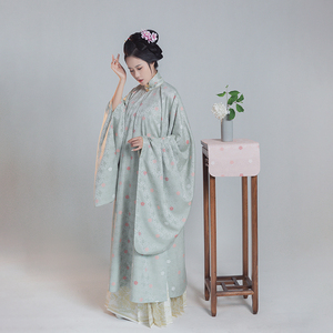 汉客丝路明制汉服折枝梅花纹晚明竖领斜襟长衫短衫披风比甲