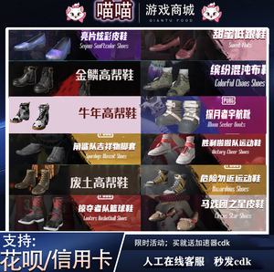 pubg绝地求生吃鸡鞋子端游白运动马丁靴丝袜短靴凉拖鞋便鞋高帮鞋