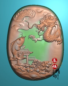 鱼跃龙门新款15551.5.21小挂件玉雕灰度图bmp雕刻图精雕图浮雕图